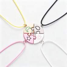 Back To School 4pcs/Set Colorful Sun Moon Star Nebula Pendant Necklace For Girls Best Friend Student Graduation Gift Suitable For Party Jewelry Friendship Necklace Gift - one-size - View 11