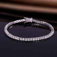 MDFUN 2Pcs 18K White Gold Plated Tennis Bracelet Set, 2mm & 3mm Zirconia Chain For Men Women - White - View 5