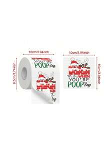 1pc Christmas Napkins (Santa In Chimney / "You're Poop" Design)-Suitable For Christmas Party Table Settings, Themed Parties, Christmas Dinners, Winter-Themed Parties, And More. - One Size Fits All - View 3