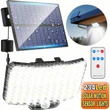 太陽能戶外壁燈 234 LED 感應投光燈 IP65 防水 3 種模式 安防燈 適用於花園、露台、門廊、車庫、庭院 - 1pc - 查看 2