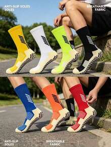 7 Pairs Professional Anti-Slip Football Socks, Thick Terry Cushion Crew Sports Socks For Men And Women - Multicolor - View 1