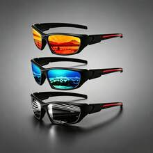 Unisex Multi-Color Set Outdoor Multi-Function Sports Glasses, Full Wrap-Around Colorful Coated Lenses With Anti-Slip Temples, Suitable For Cycling, Driving, Hiking, Camping, Travel And Daily Wear - Black Frame - View 3