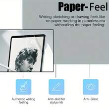 2 Packs PET Paper Feel Screen Protector, Anti Scratch Anti Glare Anti Fingerprint Matte Film, Easy Install High Sensitivity For Drawing Writing Office, Fit All Models Birthday Gift Tablet Accessory - Clear - View 9