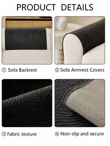 1 Stück ganzjährig bequemer Chenille-Sofakissenbezug, moderner minimalistischer rutschfester Sofasitzbezug, staubdicht, schmutzabweisend, maschinenwaschbar, handwaschbar, Sofabezugstoff, Schwarz, frisch, modisch, weich, farbecht, nicht abfärbend, nicht abreibend, Schlafzimmerdekoration, haustierfreundlicher Schutzbezug, verstellbarer Ecksofa-Bezug geeignet für Schlafzimmer, Büro, Wohnzimmer, Kombinationsmöbel, L-förmiges Sofa und 1234-Sitzer Sofa - Schwarz - Übersicht 11
