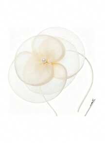 1pc Women's Floral Kentucky Derby Fascinator Hat, Tea Party Mesh & Feather Hair Clip, Wedding Cocktail Party Headpiece - Multicolor - View 13