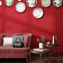1 Roll Red Matte Textured Wallpaper, Vinyl Wall Decor, Indoor Background Wall, Cabinet, Dining Table, Wardrobe, Bookshelf Home Decor, Kitchen Decor, Room Decor, Wall Sticker - Solid Color - View 5