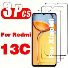 3 قطع واقي شاشة زجاج مقسى ل- Redmi 13C/14C/15/15C A7 Pro 4G/5G، A5، خالي من الفقاعات، سهل التركيب، تغطية كاملة، عالي الدقة، زجاج مقسى 9H - شفاف - مشاهدة 10