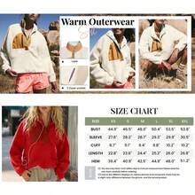 Women's Lightweight Fleece Pullover Jacket Cropped Fall Winter Fuzzy Sherpa Jacket Sweatshirt Coat With Pockets - 咖啡棕 - 查看 6