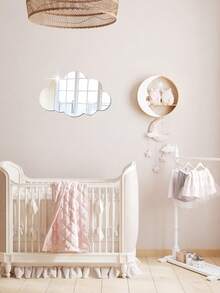 1-Piece Cloud Acrylic Mirror Wall Sticker, 2mm Thick Acrylic Material, Home Decor, Kids Room Decor Mirror, Wall Beautification Art - Silver - View 6