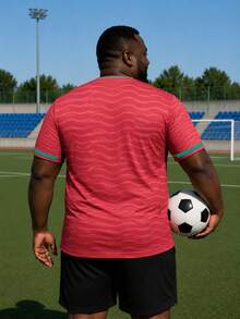 1pc Personalized Season Portugal Red Style Plus Size Men's Football Jersey - Custom Name, Team Name And Team Logo Short Sleeve T-Shirt Sports, World Cup - Red - View 3
