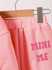 2pcs/Set Toddler Cartoon Print Hooded Sweatshirt And Sweatpants Set - Pink - View 4