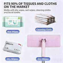 Multifunctional Mop, Multi-Purpose Disposable Towel Mop, Long Handle, No Hand Washing, Clip-On Towel Mop, Suitable For Bathroom, Toilet, Kitchen, Glass, Wall Dusting - Plastic Material, Essential Home Cleaning Tool - A - View 5