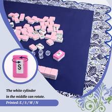 Mahjong Mat With Scalloped 31.5"X31.5" Non-Slip & Noise Reduction American Mahjong Mat For Mahjong Table Poker Board Games Mahjong Gift With Carrying Bag, Dice & Wind Indicator - Royal Blue - View 2