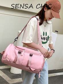 Mochila de Gimnasio Deportiva Ligera Rosa, Diseño de Doble Transporte con Asa Superior y Anillos en D Desmontables para Bandolera, Ideal para Escapadas de Fin de Semana - Rosa - Ver 5