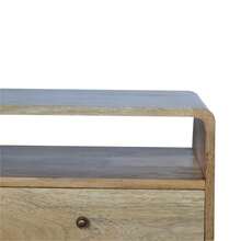 Solid Wood Curved Oak-Ish Media Unit, 2 Drawers And Open Slot, Brown On-Site - 1 - View 11