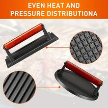 2-Piece Cast Iron Patty Press Set - Flat Round And Rectangular Hamburger Presses With Ergonomic Wooden Handles, Heavy-Duty Patty Presses For Making Patties, Sandwiches, And Grills - Ideal For Grilling, Kitchens, Camping, And Picnics. - Black - View 2