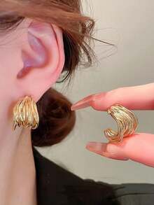 1 Pair Of Personalized Simplicity Exquisite And Elegant Earrings Suitable For Women's Daily Commuting ﻿ - Gold - View 7