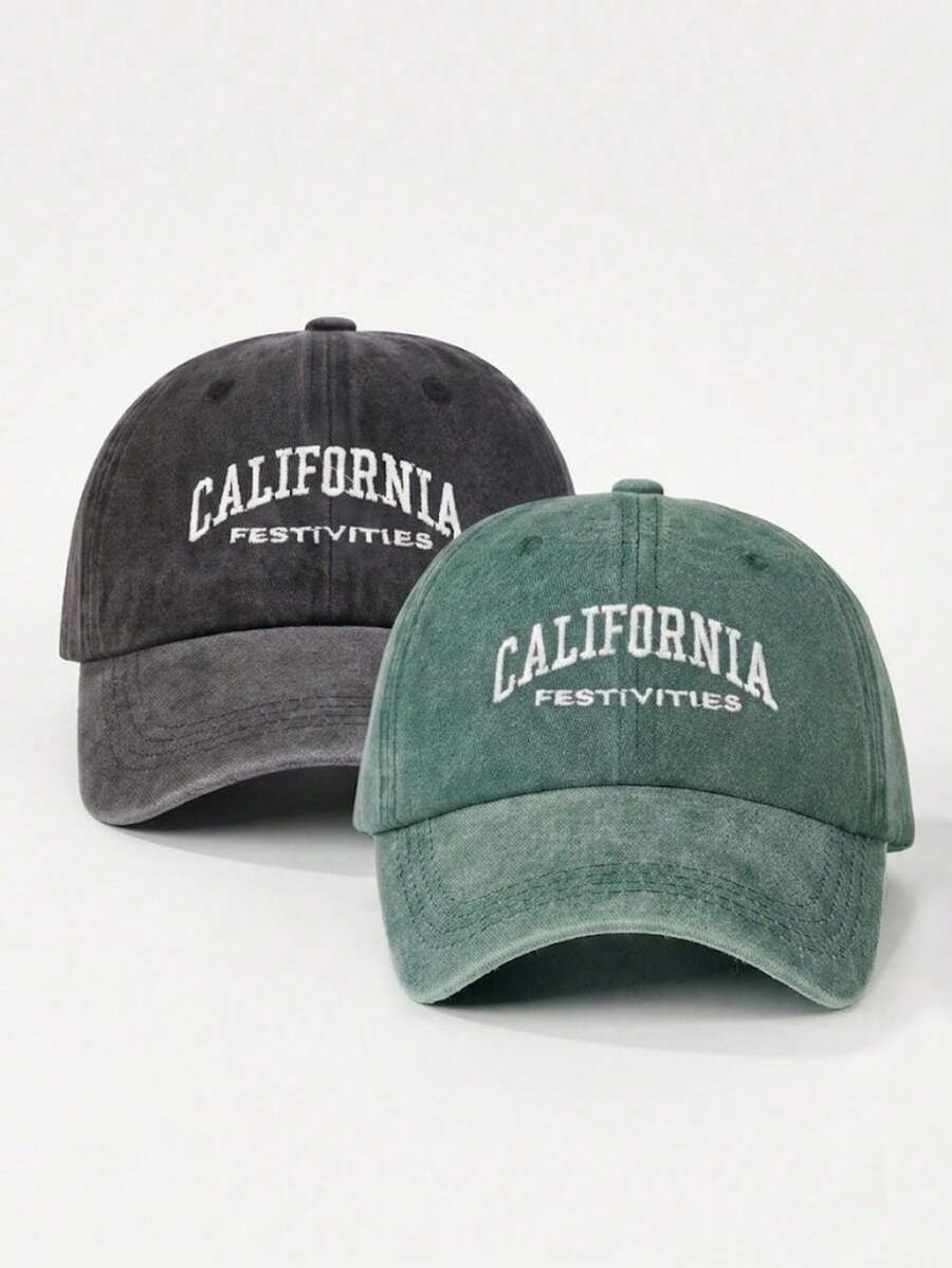 BONNY BOOM 2件裝 CALIFORNIA 刺繡棒球帽 卡車司機帽，中性復古水洗 Y2K 戶外防曬可調節旅行度假禮物，適合朋友家人、萬聖節、聖誕節、母親節、父親節、婚禮、單身派對、返校季、學生開學季、教師節、嘉年華
