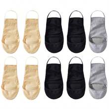 chuanwa（2） 1/5/10 Pairs Summer Ultra Thin Suspender Invisible Boat Socks For Women Solid Color Half Sole Socks Breathable Non-Slip Soft & Fashionable - Multicolor - View 20