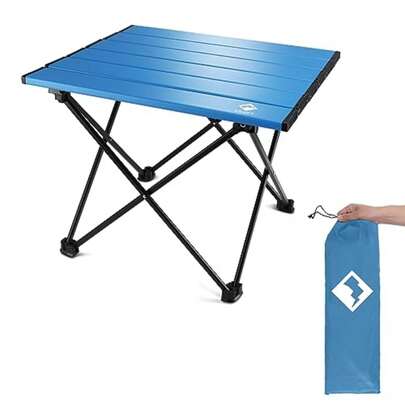 VILLEY Mesa auxiliar portátil de camping, mesa de playa plegable de aluminio ultraligera con bolsa de transporte para cocinar al aire libre, picnic, campamento, barco, viajes