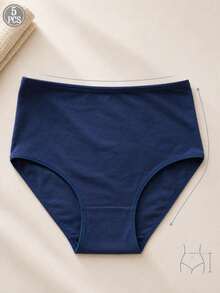 5 Packs Women High Waist Cotton Briefs, Soft Breathable Solid Color Panties, Stretch Sweat-Wicking Comfort Basic Ladies Underwear For Daily Use - Multicolor - View 2