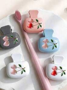 Strawberry Portable Toothbrush Holder - Cute Design For Travel And Home Storage With Transparent Lid, Easy To Carry, Protects Toothbrush Head, Dual Drainage And Ventilation Function, Suitable For Home, Dorm And Travel Use | Cute Toothbrush Head Storage Box, Suitable For Bathroom Storage, Suitable For Home And Dorm Use, Spring/Summer Essential, Suitable For Couples, Back To School, Father's Day, Birthday Gift, Teacher's Day Gift, Halloween Gift - Multicolor - View 6