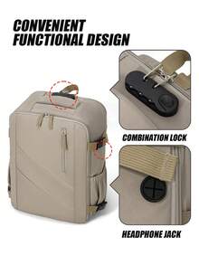 myco bags 航空機艙登機背包附組合鎖，40x30x20CM符合Ryanair標準，輕量女款旅行背包，簡約清新風格中學生旅行袋，大容量男款旅行袋，筆電登山背包 - 彩色 - 查看 3