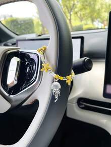 Creative Colorful Starfish Car Steering Wheel Decorative Chain, Jellyfish Pendant, Car Interior Hanging Ornament, Car Steering Wheel Decoration Accessory - Starfish - View 6