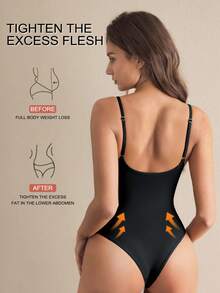 1pc Seamless Lace Deep V-Neck Shaping Bra, Effective Body Shaper Suitable For Weddings And Parties - Black - View 2