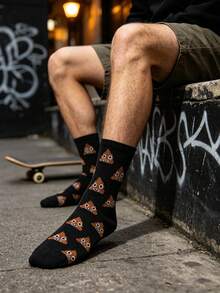 1 Pair Unisex Black Poop Pattern Mid-Calf Socks, Made Of Breathable Fabric, Featuring Funny Cartoon Poop Expression, Street Style, Playful Suitable For Daily Wear, All Seasons Especially Summer Lightweight And Comfortable - Multicolor - View 6