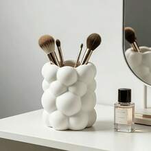 1pc White Cloud Shaped Desktop Makeup Organizer & Pen Holder, Multi-Functional Stationery Storage Cup, Suitable For Brushes And Makeup Brushes, Vanity Storage Home Decor Ornament, Applicable For Bedroom, Home Office, University Dorm, Teacher's Desk, Back To School Season - Multicolor - View 4