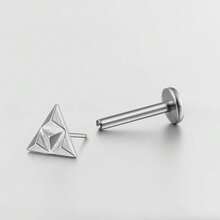 1PC ASTM F136 Titanium Flat Back Studs Triangle Pyramid Threadless Lip Ring Helix Conch Tragus Piercing Jewelry - Threadless - View 5