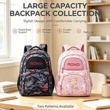 Sac à dos grande capacité motif dessin animé, 2 couleurs, sac à dos pour femmes, design ergonomique, sac à dos de voyage, sac à dos de randonnée, design multicouche, convient pour la rentrée scolaire, les vacances, les rendez-vous, les achats, cadeau de Noël. Unisexe. - Rectangle - Voir 1