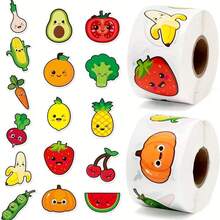 500 miếng nhãn dán cuộn doodle rau củ và trái cây hoạt hình, kích thước lớn 1.2 inch, họa tiết bất đối xứng, 2 kiểu để lựa chọn, nhãn niêm phong, ngày đầu đến trường - Nhiều màu - Xem 7