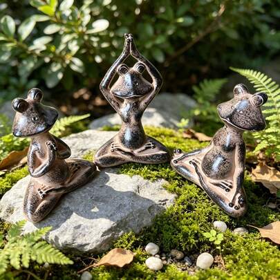 Vintage Yoga Frog Sculpture, Resin Animal Figurine, Prayer/Meditation Sculpture, Suitable For Fall Home Decor, Fairy Decor, Outdoor Garden, Balcony Decor