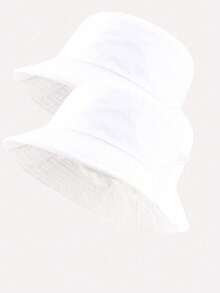 1 pieza Sombrero casual reversible de unicolor plegable para hombres, adecuado para uso diario - Blanco - Ver 7