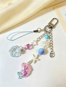 1pc Purple Ocean Creature Beaded Keychain, Versatile Personalized Bag Charm For Girls - Multicolor - View 4