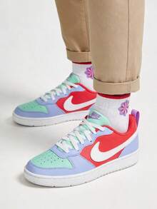 NikeCourt Borough Leather Comfortable Versatile GS Non-Slip Durable Low-Top Sneakers Purple-Red Unisex - Purple - View 1
