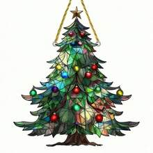 5/1 Peça Enfeite de Natal Árvore de Natal Captador de Sol Acrílico, Captadores de Sol de Árvore de Natal Penduráveis para Janela, Presentes Personalizados de Feriado para Mulheres, Presentes para Amizade (Árvore de Natal) - A - Visão 9