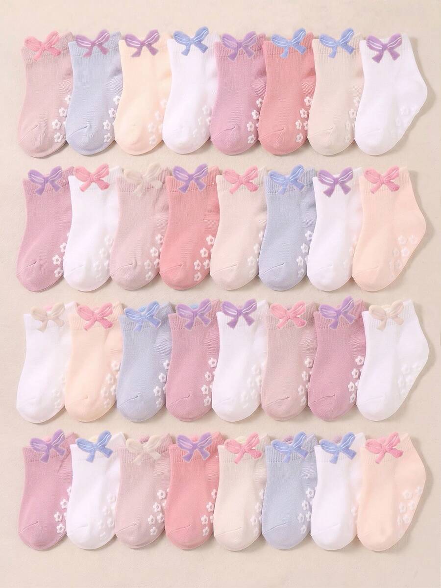 24/12/6 Pairs Cute 3D Bow Pattern Non-Slip Grip Leg Warmers For Infants ...