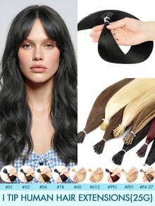 I Tip Human Hair Extensions 16-22 Inch Invisible Keratin Fusion Straight Remy Real Hair 25g/30g/50g Natural Black Blonde Highlights For Women Wedding Party Daily Wear Summer Holiday Concert Travel Beauty Accessory - Multicolor - View 2