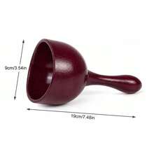 1pc Burgundy Wooden Swiss Cup Manual Massager, Wood Massage Handheld Body Relaxation Tool - View 3