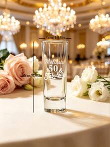 Souvenir Gelas Sloki Ulang Tahun ke-50 yang Dipersonalisasi – Gelas Sloki – Souvenir Pesta – Gelas Ukir Kustom – Ulang Tahun Penting – Set 12 Buah - beraneka warna - View 14