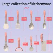 34pcs Simulation Play Food Fruit Vegetable Toy Set With Multiple Cooking Utensils, Children's Pretend Play Kitchen Party Gift Toy Set, Simulated Cooking Toy Set, Gift For Boys And Girls Children's Day, Birthday Party, Christmas - Pink - View 2