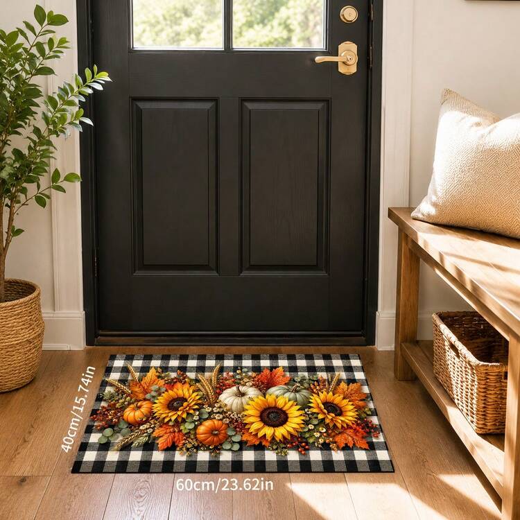 1 buah Keset Pengeringan Piring Dapur Motif Kotak-kotak dari Poliester, Keset Lantai Anti Selip, Menyerap Air, dan Cepat Kering, Keset Meja Wastafel Dapur, Keset Pintu Rumah, Keset Dekoratif Ruang Tamu, Kamar Tidur, Kamar Mandi, Keset Hewan Peliharaan, Hadiah Rumah Liburan - MultiWarna - View 12
