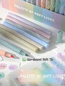 Soft Tip Glow Highlighters, Soft LightPens, Axe-Shaped Soft Tip Ideal For Highlighting, Note Marking, Journal Decoration, Casual Doodling, Daily Study, Office Work And Handmade DIY Creation - Multiple Styles - View 6