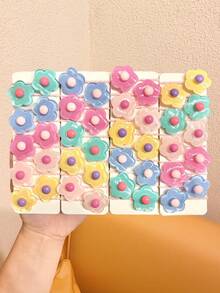 10/20/30/40pcs Random Macaron Transparent Flower Hair Ties, Sweet Cute Versatile Hair Accessories For Girls School Daily Hairstyles - Multicolor - View 5