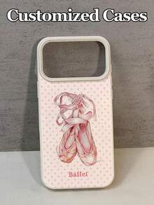 1pc Customizable Text Ins-Style Pink Polka Dot Striped Ballet Shoes Pattern Phone Case Protective Cover, Suitable For IPhone 17 Pro Max/17 Air/16E/16 Pro Max/15/14 Plus/13/12/11, S24/20 Ultra/A52S/A31/A21S/A13/A05S, Note 13 Pro Plus/Note 10/Note 12C/Note 13C, Made Of TPU Material, Fashionable Personalized Anti-Drop, Suitable For Personal Use And As Holiday Gifts For Family, Friends, Besties, Suitable For Various Occasions - White - View 5