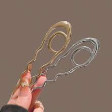 4/2pcs Solid Color Bohemian Zinc Alloy U-Shaped Metal Hair Sticks, Minimalist Modern Style Back-Of-Head Bun Hair Pins, Hair Accessories, Suitable For All Seasons - Multicolor - View 10