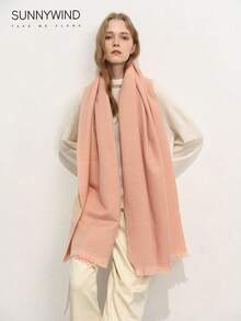 1pc Women's Solid Color Polyester Commuter Fashion Versatile Scarf For Daily Use - Pink - View 2